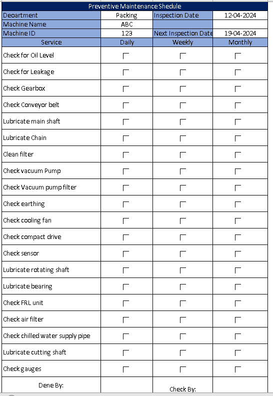 7 QC Tools Check Sheet